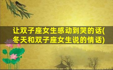 让双子座女生感动到哭的话(冬天和双子座女生说的情话)