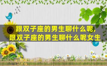 跟双子座的男生聊什么呢,跟双子座的男生聊什么呢女生