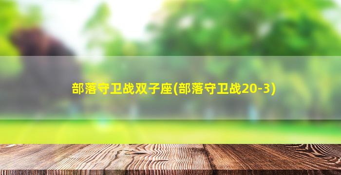 部落守卫战双子座(部落守卫战20-3)