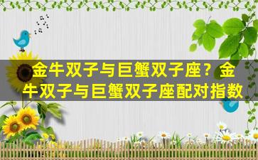 金牛双子与巨蟹双子座？金牛双子与巨蟹双子座配对指数