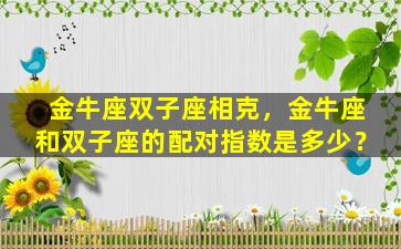 金牛座双子座相克，金牛座和双子座的配对指数是多少？