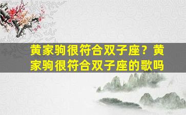 黄家驹很符合双子座？黄家驹很符合双子座的歌吗