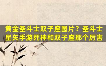 黄金圣斗士双子座图片？圣斗士星矢手游死神和双子座那个厉害