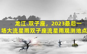 龙江.双子座，2023最后一场大流星雨双子座流星雨观测地点